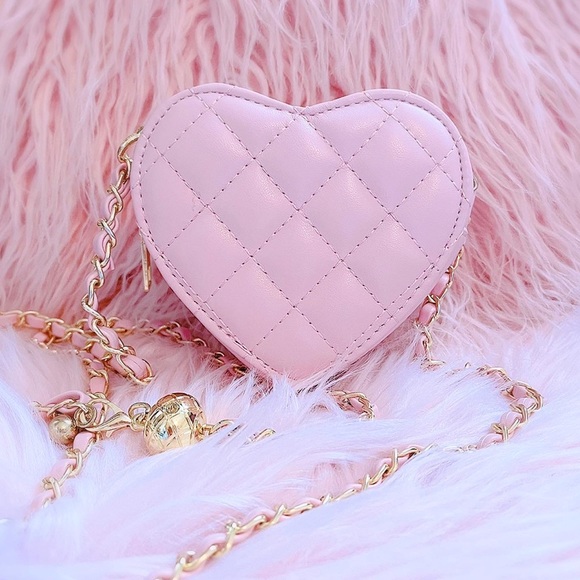 heart quilted mini crossbody purse - Picture 3 of 6